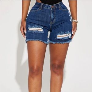FASHION NOVA A LOT TO LOVE DISTRESSED BERMUDA SHORTS